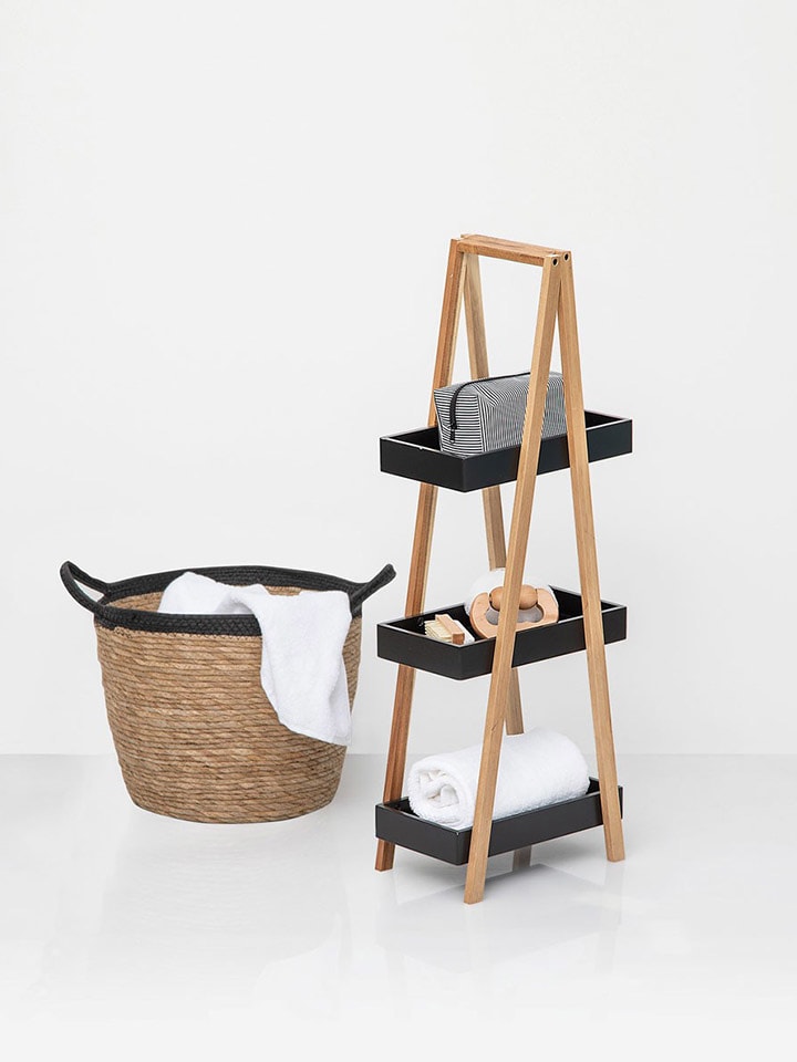Joybos Badezimmerregal in Hellbraun/ Schwarz - (B)30 x (H)82 x (T)18 cm günstig kaufen onesize