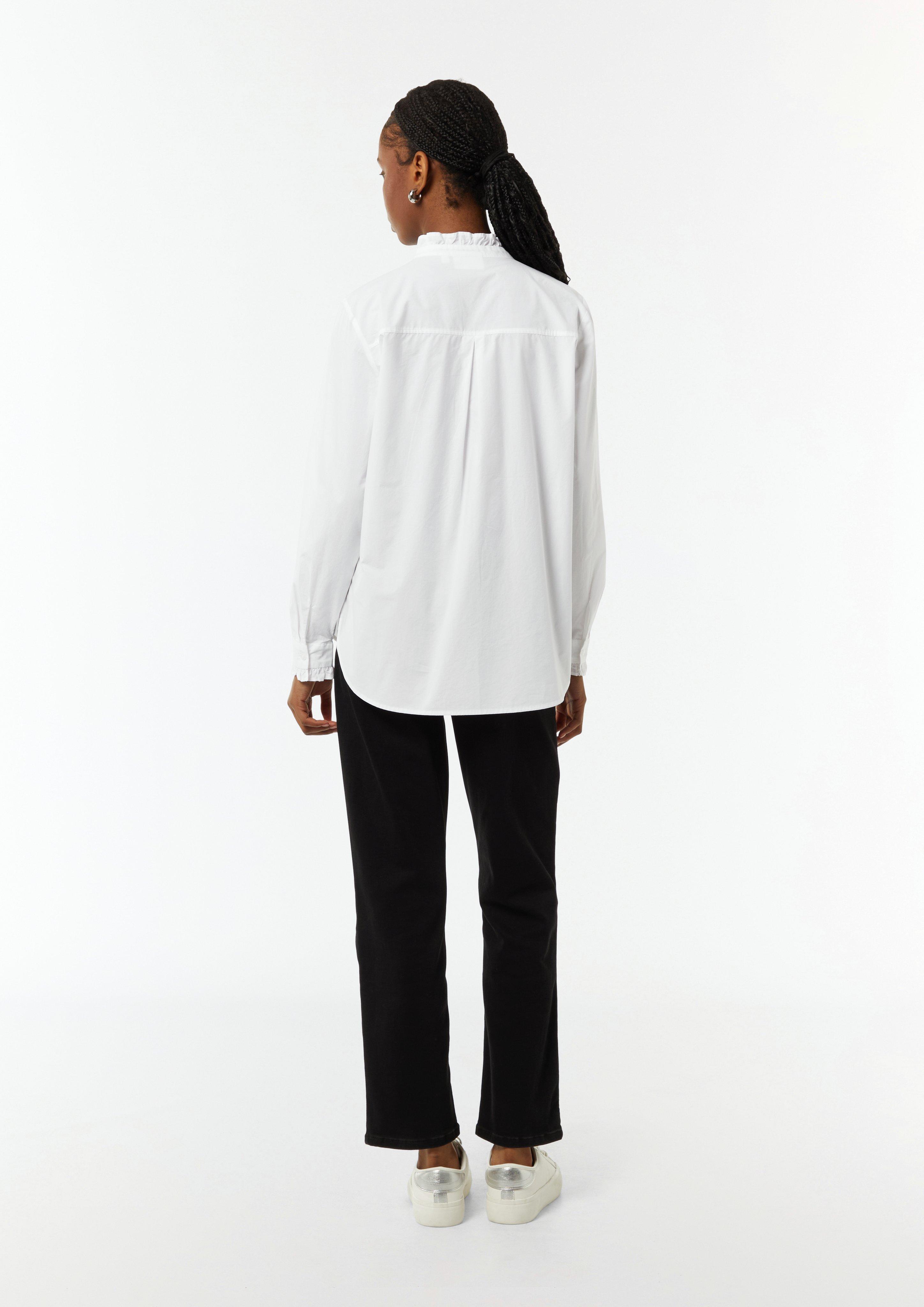 Bluse aus Popeline mit Rüschen-Details - weiß