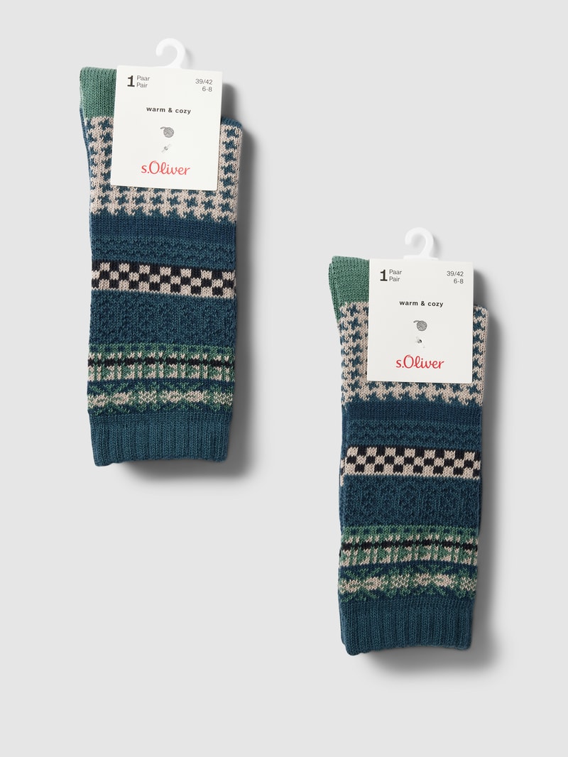Socken mit Allover-Muster Modell 'Hygge' im 2er-Pack in rauchblau