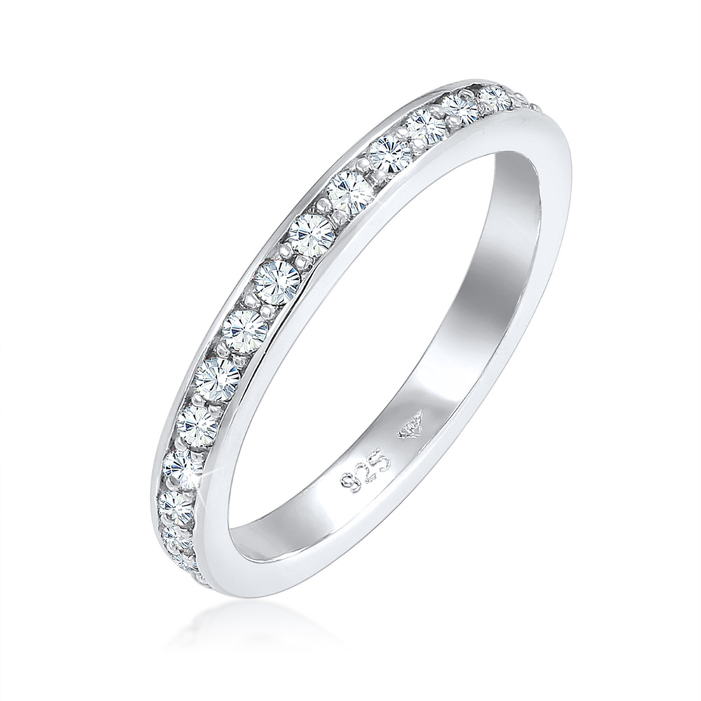 Elli Elli Bague Femmes bande Memoire avec cristaux en argent sterling 925 Bague