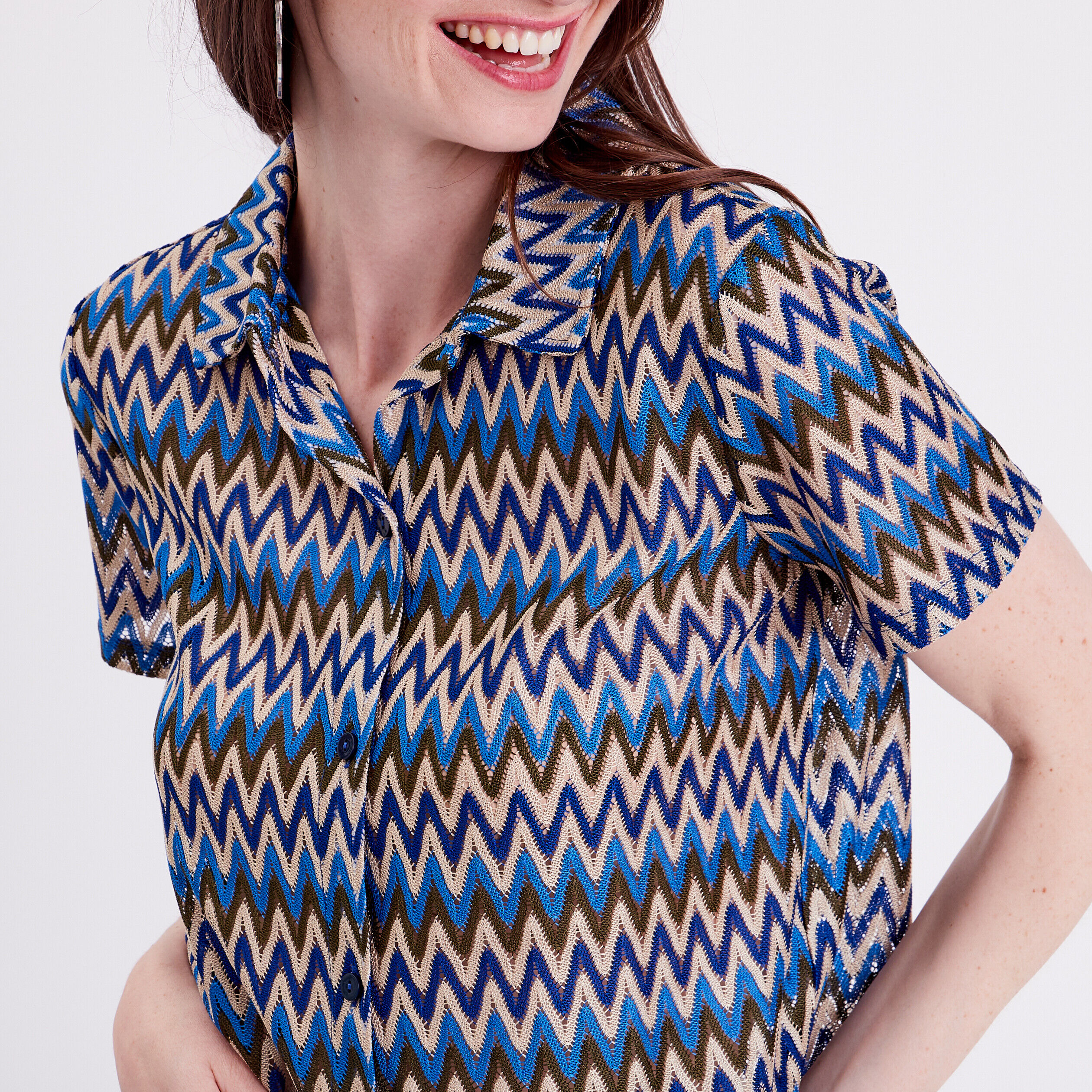 Chemise manches courtes vert foncé femme | Cache Cache