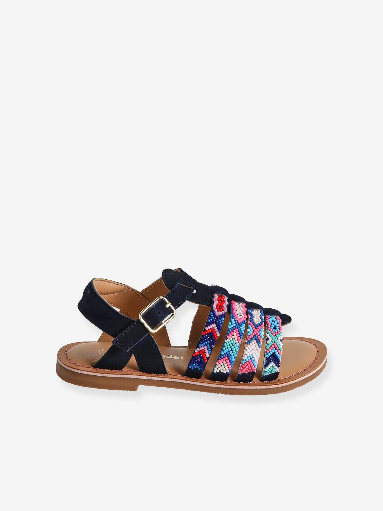 Vertbaudet Mädchen Sandalen mit Perlen - set blau