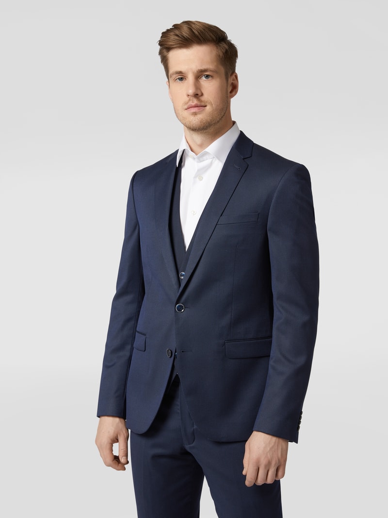Slim Fit 2-Knopf-Sakko mit Webmuster in marineblau