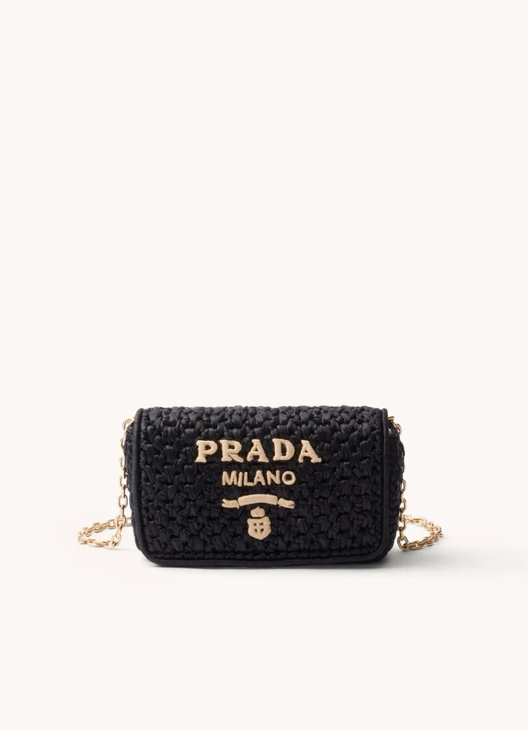 Sac bandoulière Prada en raphia avec logo