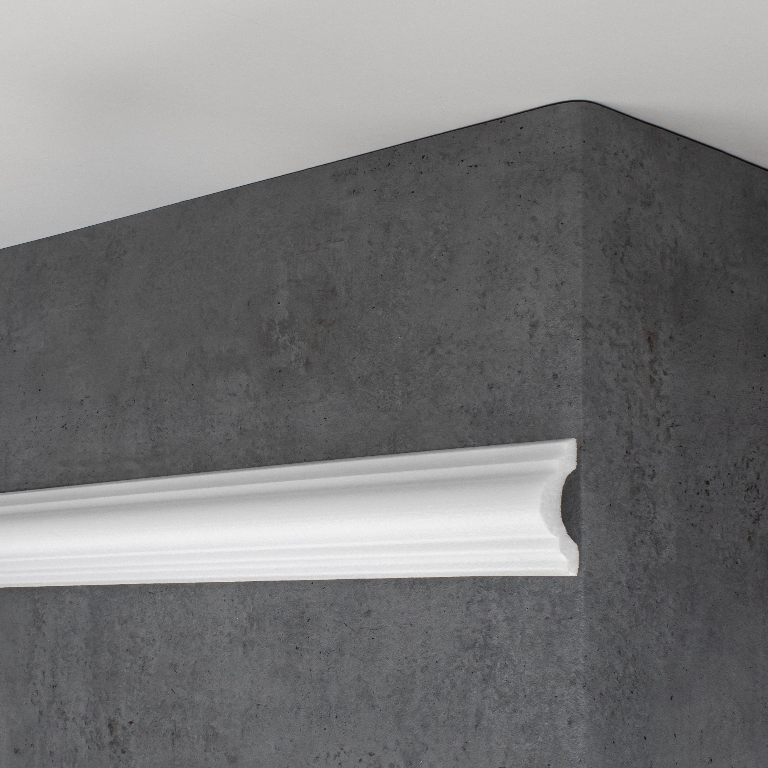 PROVISTON Zierleiste Wandleiste, 26 x 58 x 2000 mm, Polystyrol, Weiß, Zierleiste