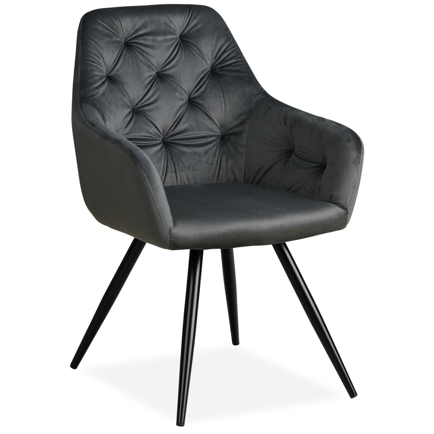 Homestyle4u Esszimmerstuhl Stuhl 6er Set Wohnzimmerstühle Grau Samt Esszimmer (6er Set)