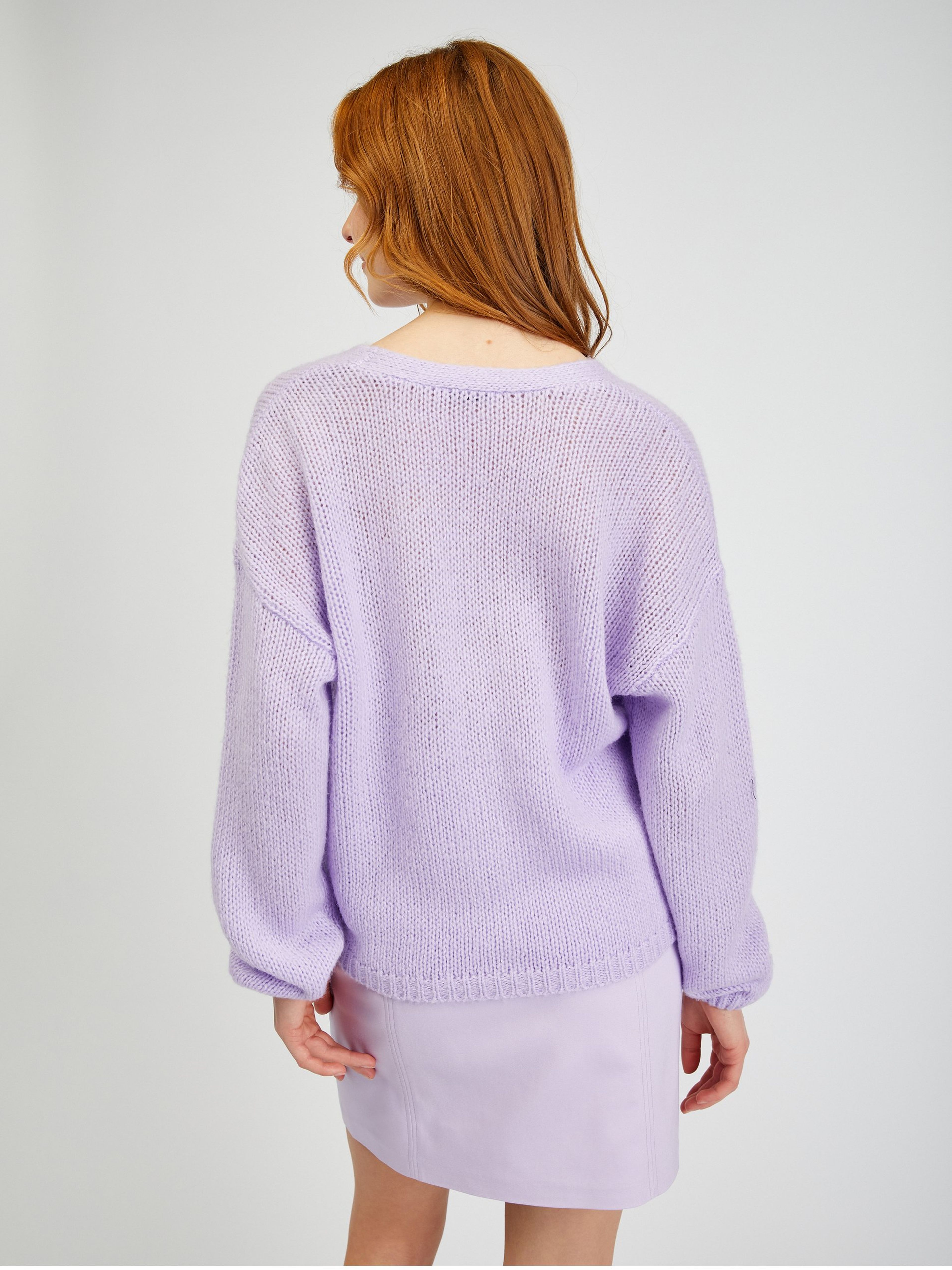 Hellviolette lockere Damen-Strickjacke ORSAY