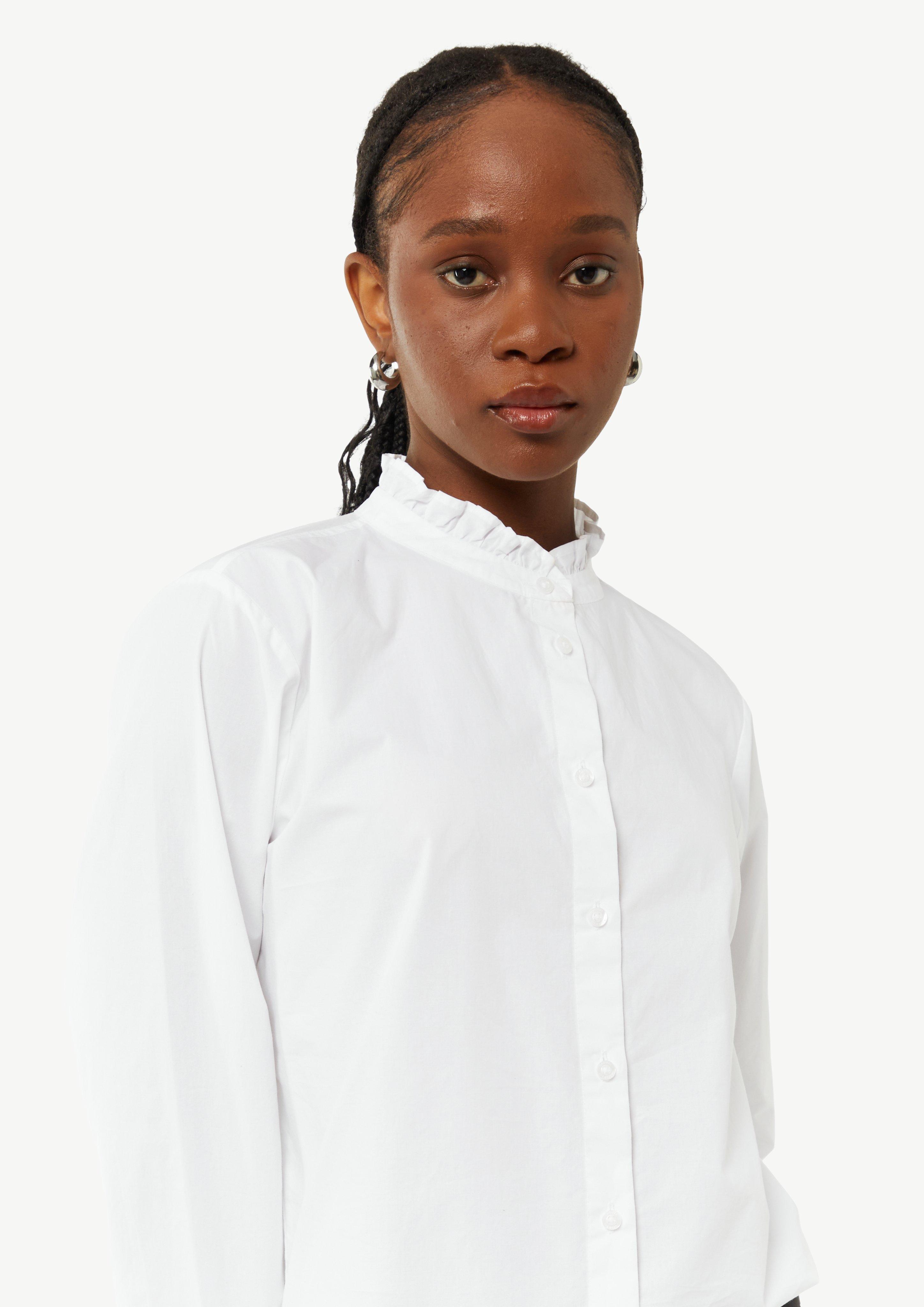 Bluse aus Popeline mit Rüschen-Details - weiß