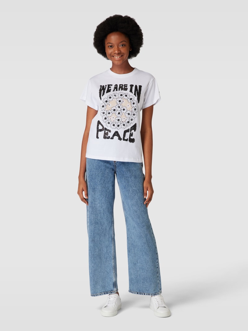 T-Shirt mit Motiv-Print in weiß