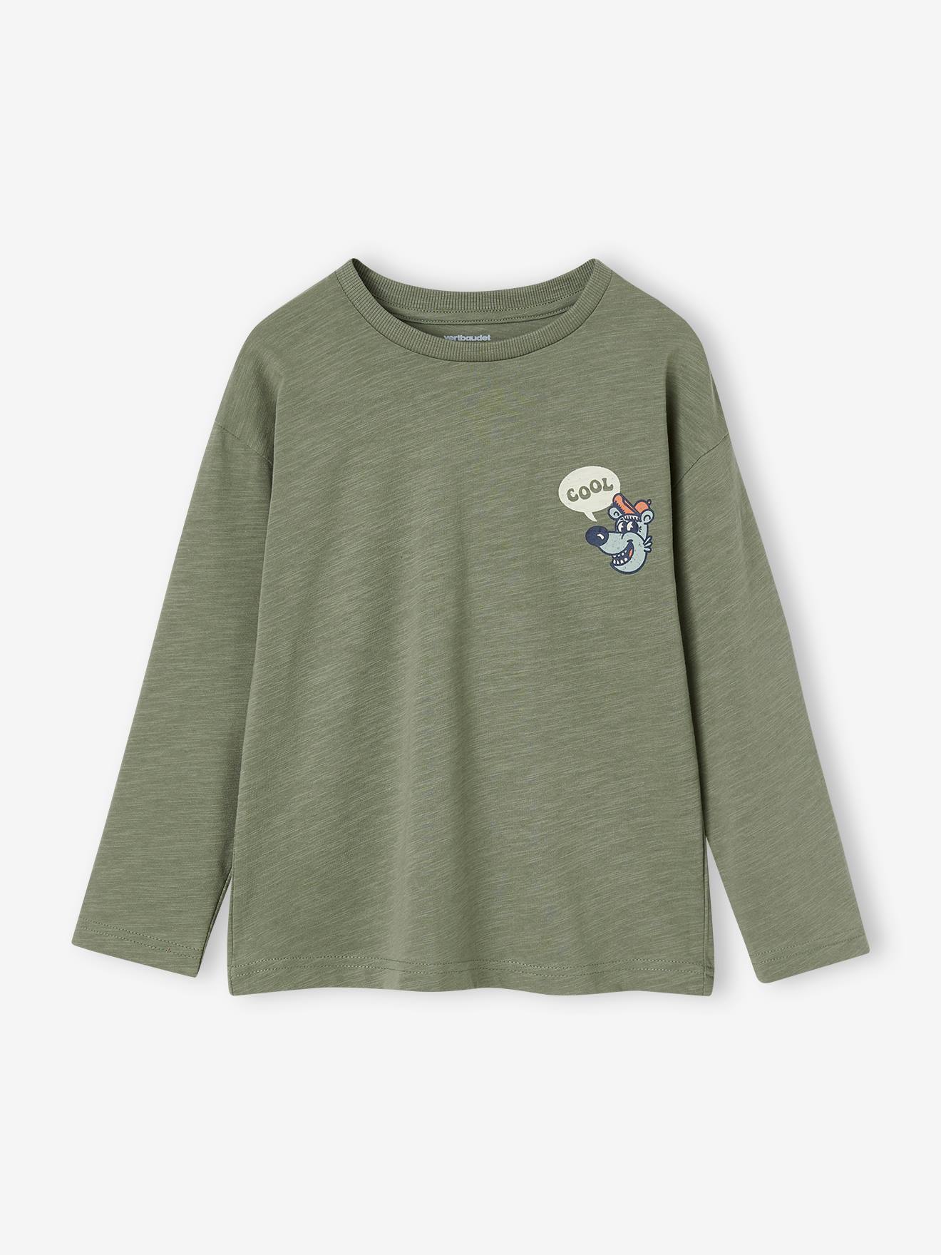 Vertbaudet Jungen Shirt, Motiv hinten - salbeigrün