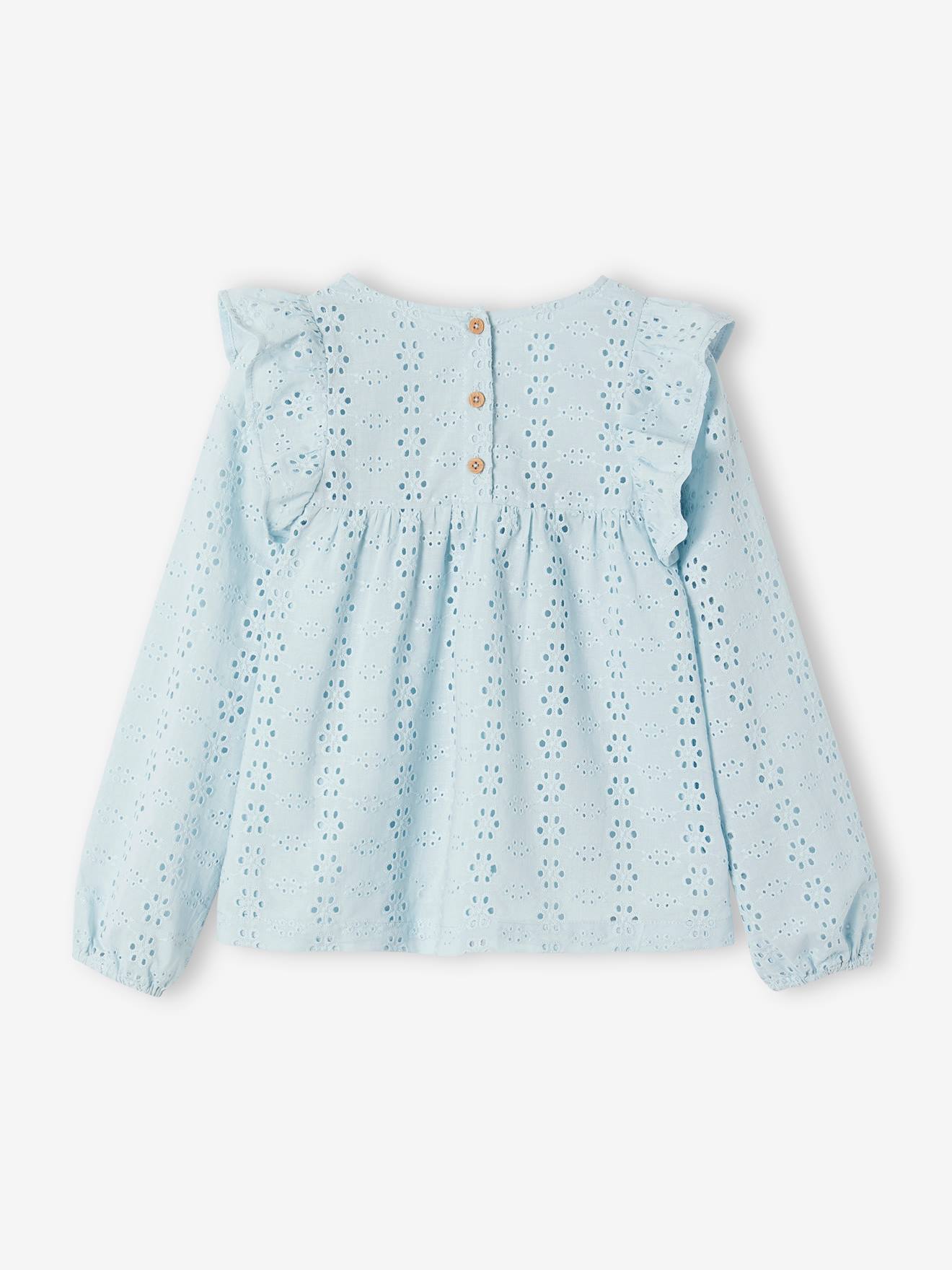 Vertbaudet Mädchen Volant-Bluse - himmelblau