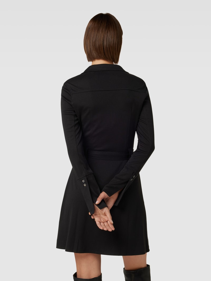 Knielanges Kleid mit Reverskragen Modell 'MELANIA' in schwarz