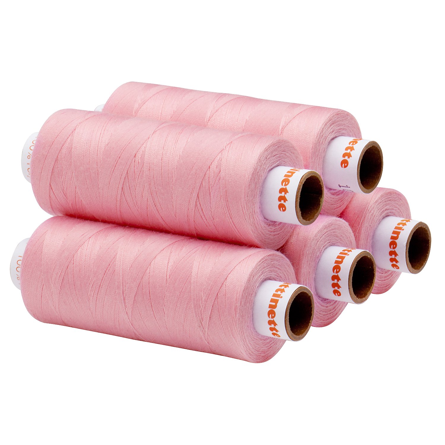 buttinette Universal-Nähgarn, Stärke: 100, 5er-Pack, altrosa