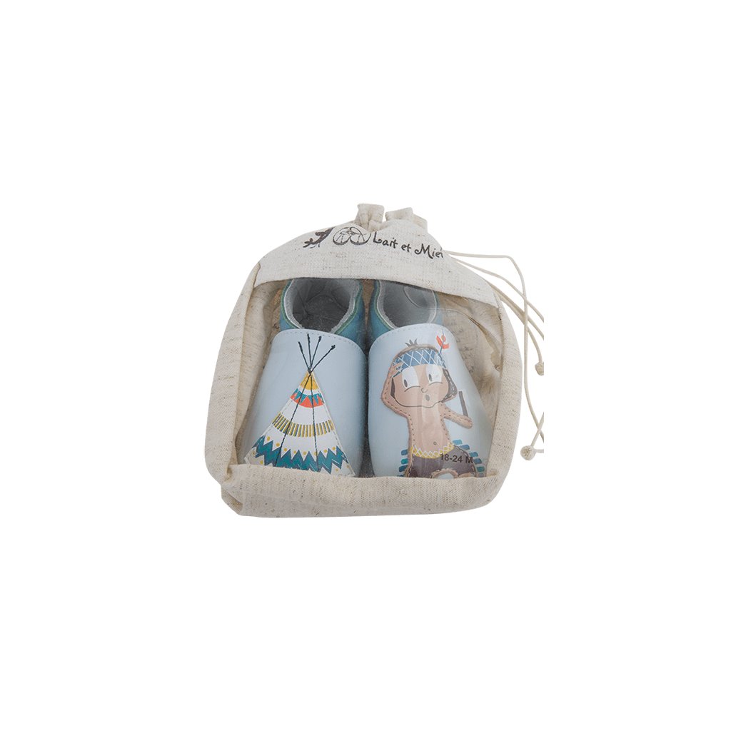 Lait et Miel Indien Krabbelschuhe mit Indianer und Teepee