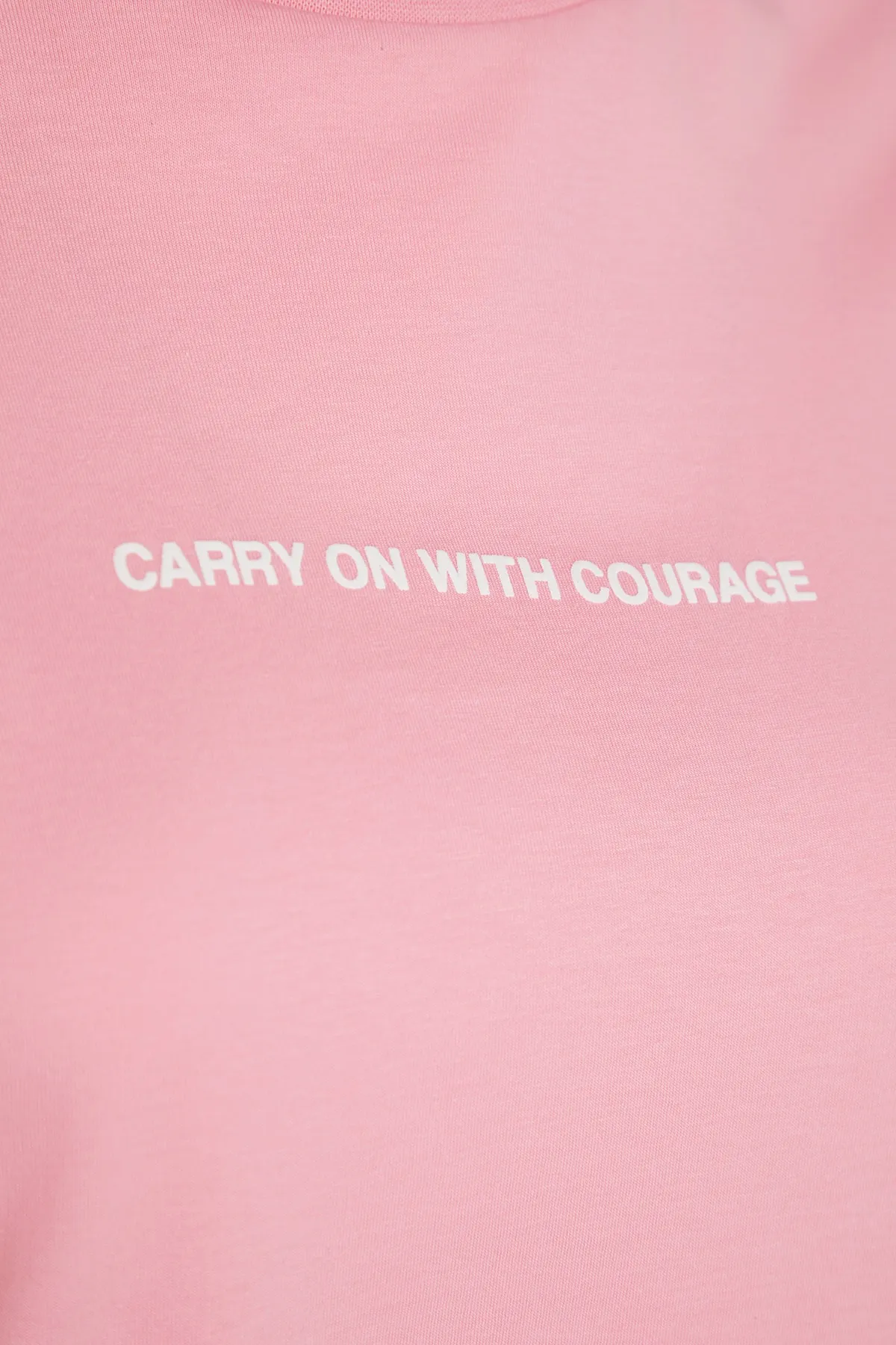 Trendyol Curve  Rosa bedrucktes Strick-T-Shirt mit Rundhalsausschnitt TBSSS23BF00022