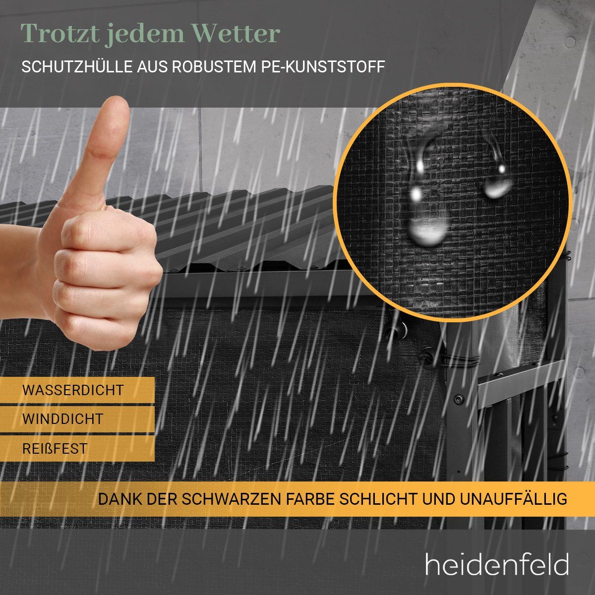 Heidenfeld Kaminholzregal Regenabdeckung für Kaminholzregal BR100, BxTxH:135x70x165 cm, (135 x 70 x 165 cm, Schutzhülle mit Reißverschluss, Wasser- & Winddicht), Abdeckung Abdeckplane Schutzhölle Schutzhaube - Allwetterschutz