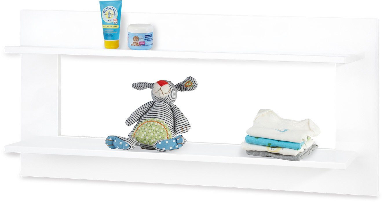 Pinolino® Babyzimmer-Komplettset Bridge, (Set, 4-St., Kinderbett, Schrank, Wickelkommode, Wandregal), breit, groß; mit Kinderbett, Schrank, Wickelkommode und Wandregal;