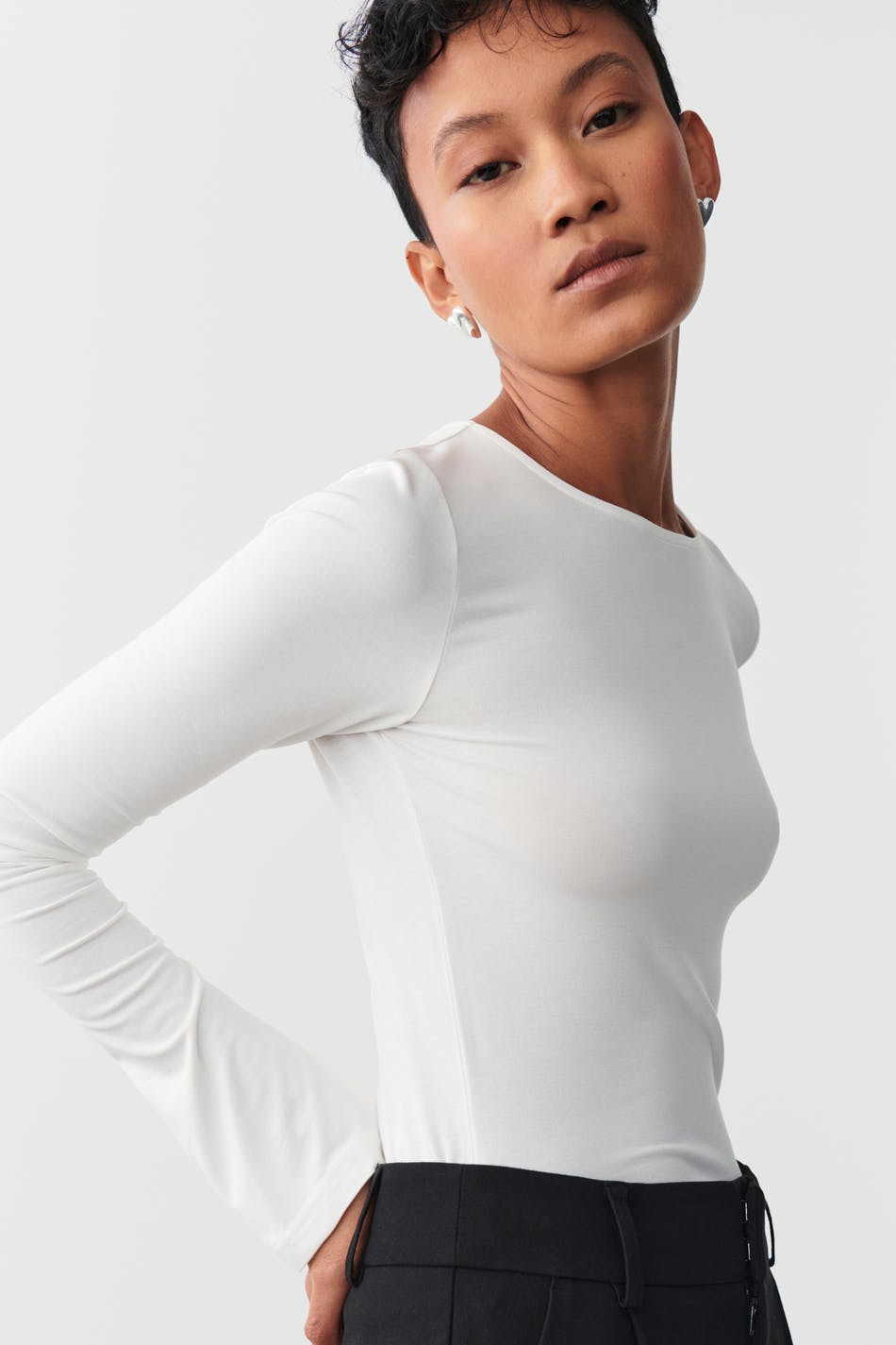 Soft touch crew neck top