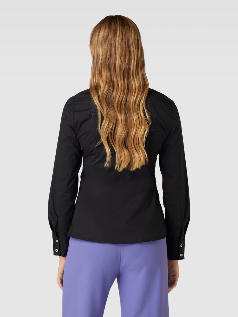 Hemdbluse mit Raffungen Modell 'Basic' in schwarz