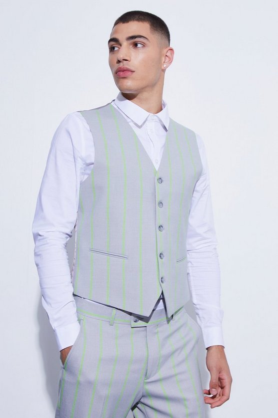 Slim-Fit Weste mit breiten Streifen