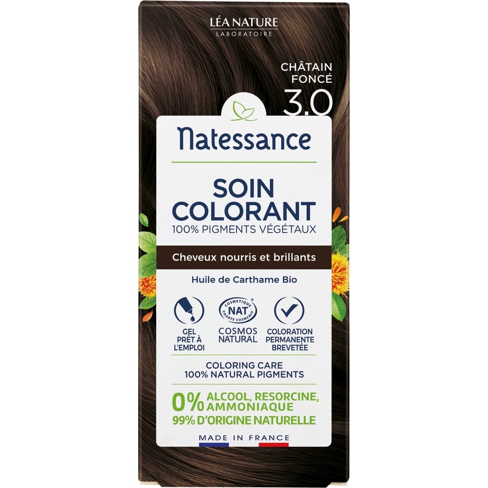natessance Soin colorant 100% pigments végétaux - Châtain Foncé 3.0 Soin colorant