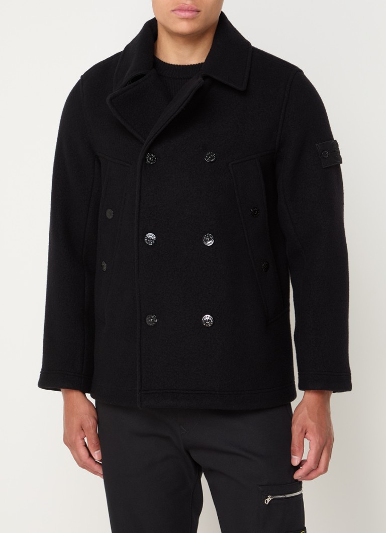 Παλτό Stone Island 441F5 με σταυρωτό τελείωμα από μείγμα κασμίρ και μαλλιού με πλαϊνές τσέπες
