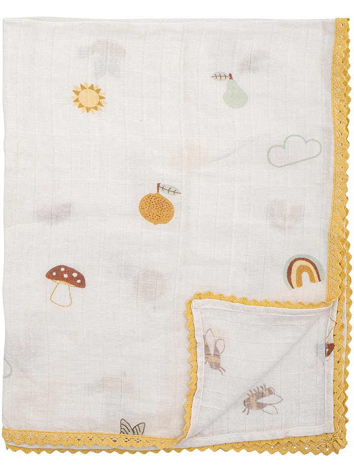 Bloomingville Kuscheldecke in Weiß/ Gelb - (L)100 x (B)80 cm günstig kaufen onesize