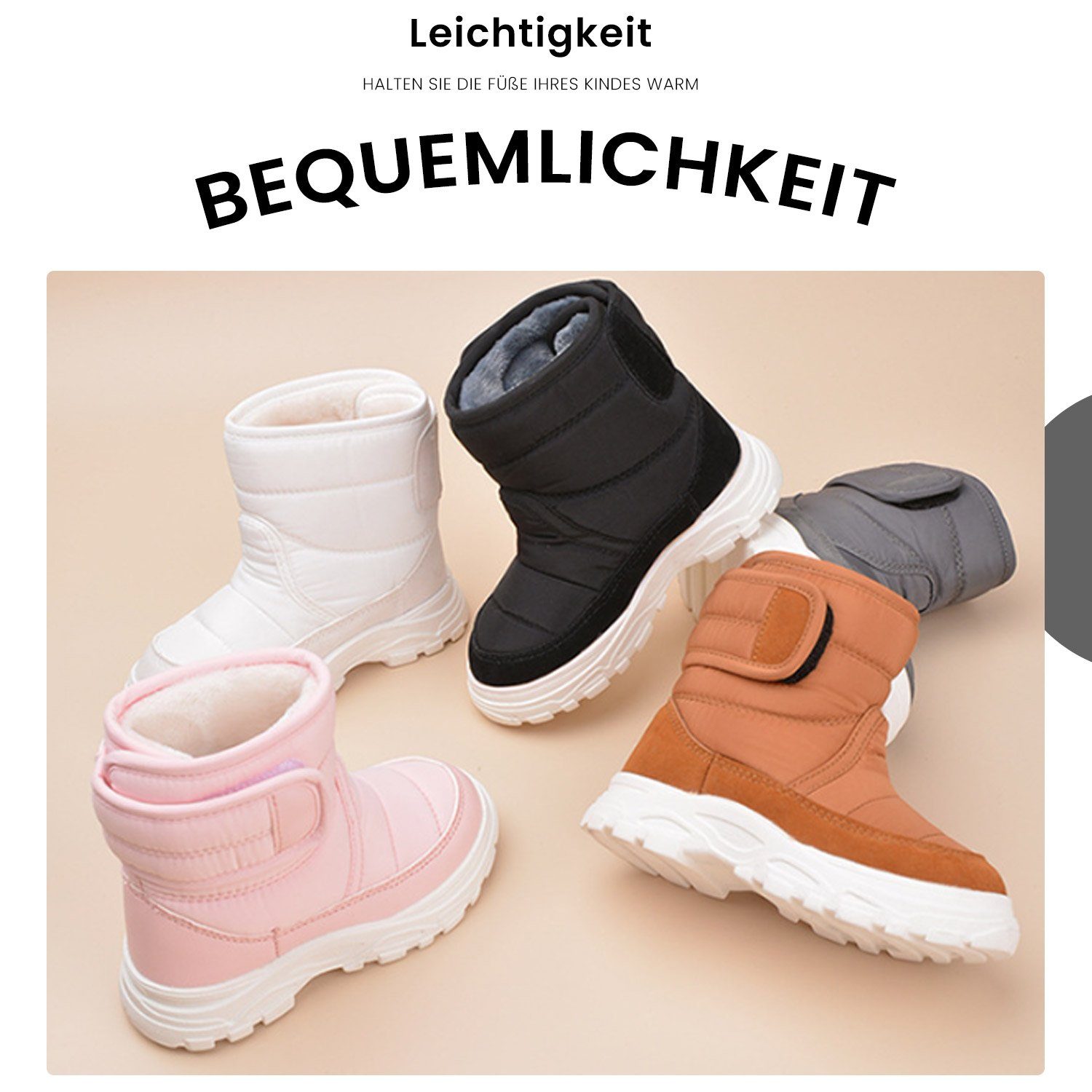 Daisred Warme Kinder-Schneestiefel Winterstiefel Bequem Stiefel