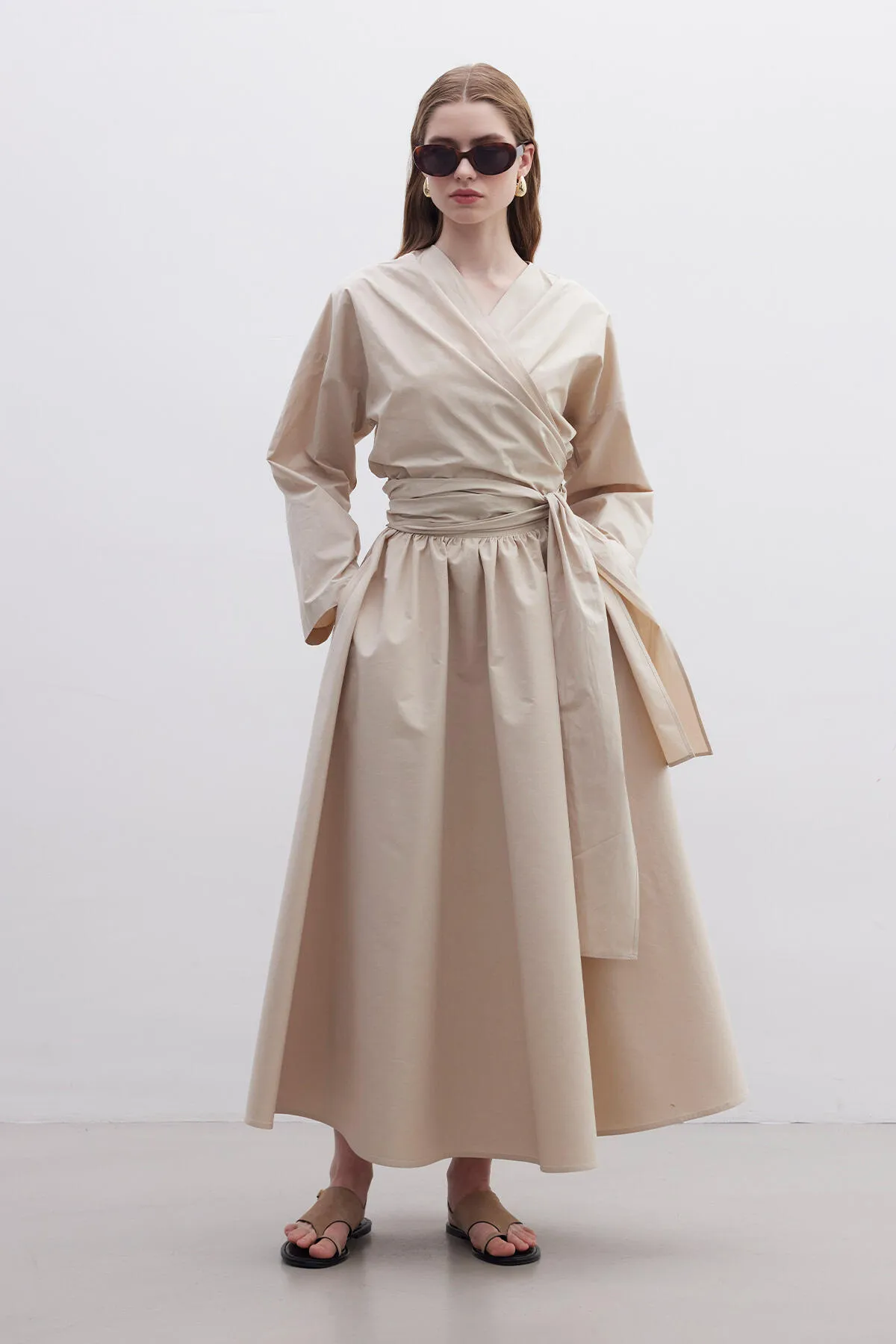 Manuka  Premium Hemd im Kimono-Stil, Kamel