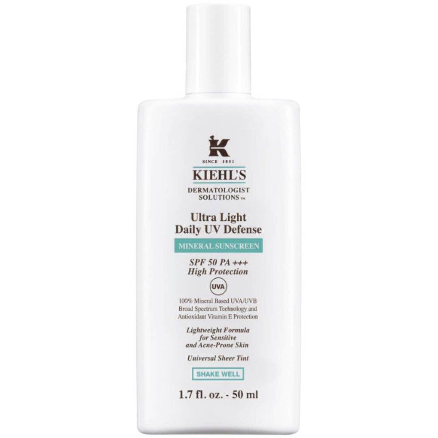 kiehl's Ultra Light Daily UV Defense Mineral Sunscreen SPF 50 PA+++ Fluide solaire visage peaux sensible à tendance acnéique 50 ml