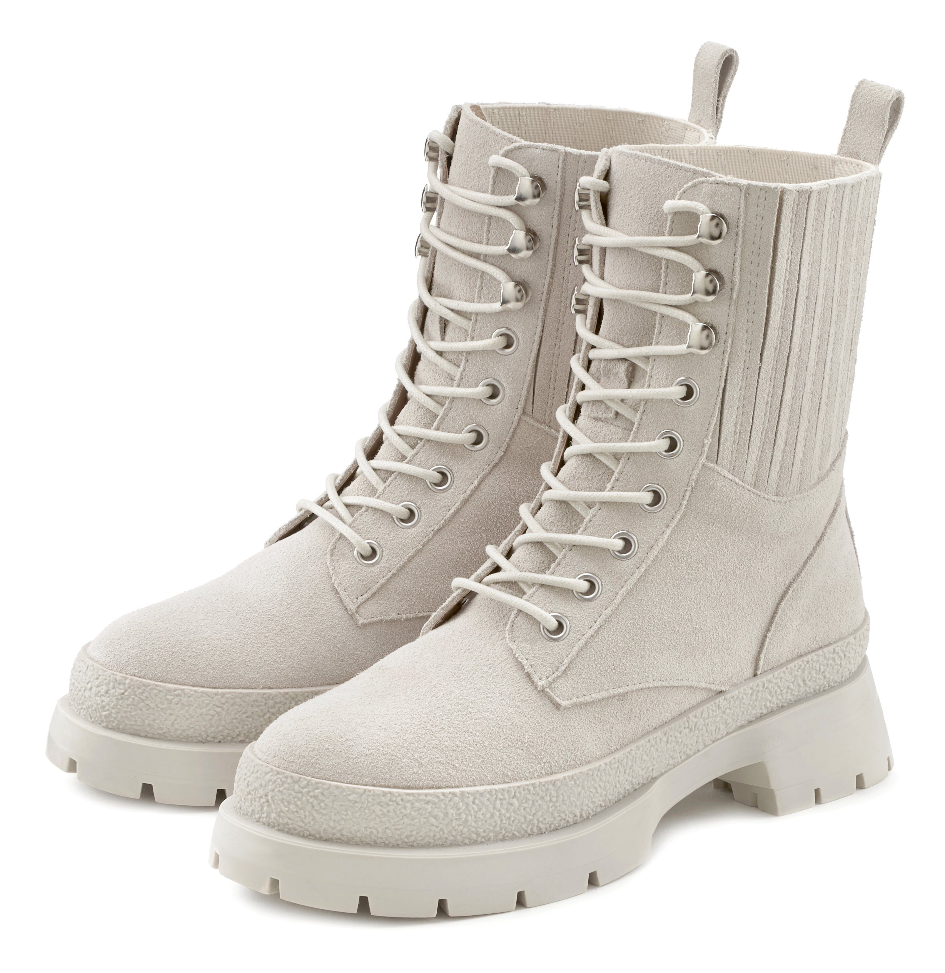LASCANA Stiefelette, Ankle Boots zum Schnüren aus Leder