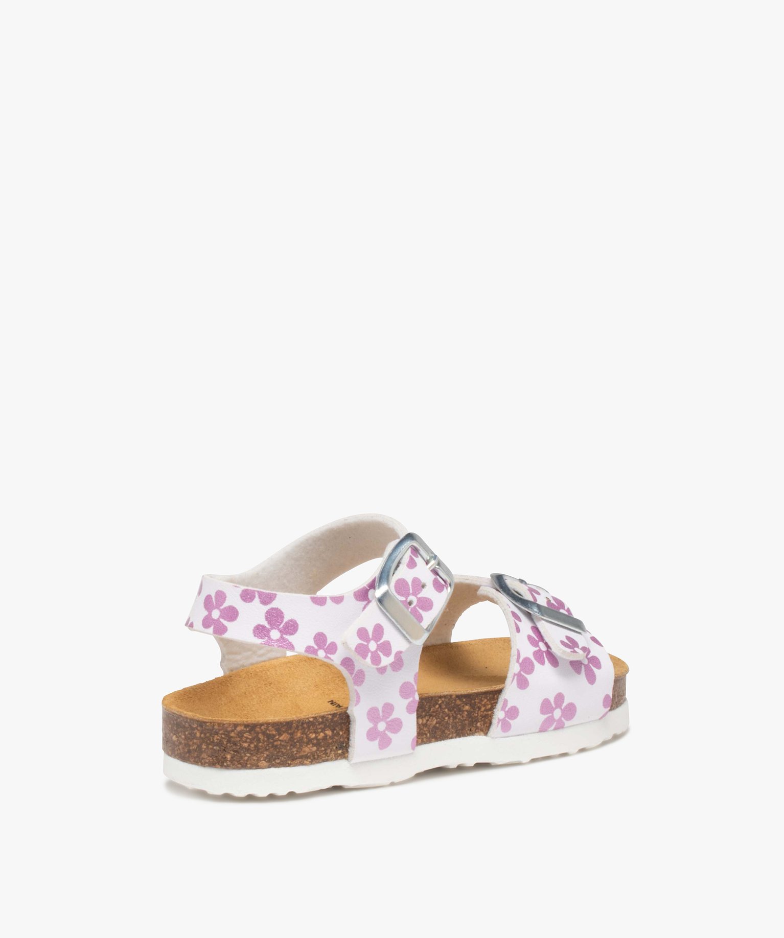 Sandales fille à brides à boucle fantaisie et semelle liège blanc | GEMO
