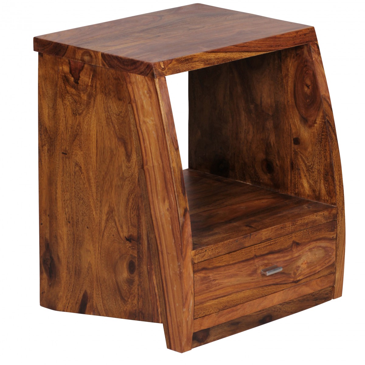 Wohnling Sheesham Massivholz Nachtkonsole mit 1 Schublade und Ablage 45 x 53 x 40 cm