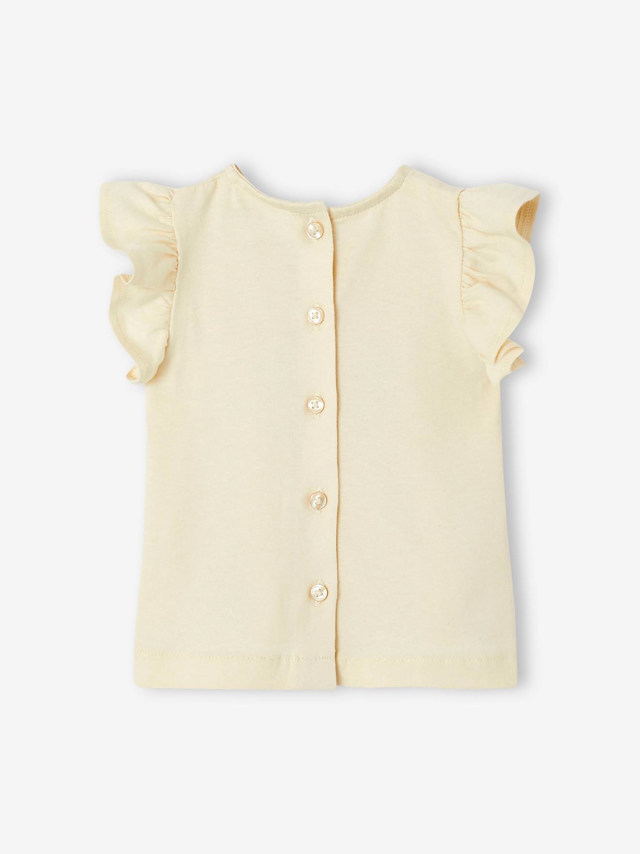 Vertbaudet Mädchen Baby T-Shirt, 3D-Blumen Oeko-Tex - wollweiß