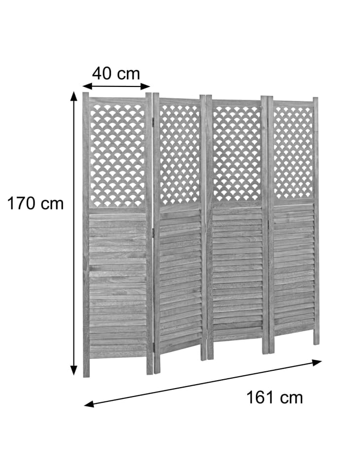 MCW Paravent A84 mit Ornamente, Weiß günstig kaufen onesize