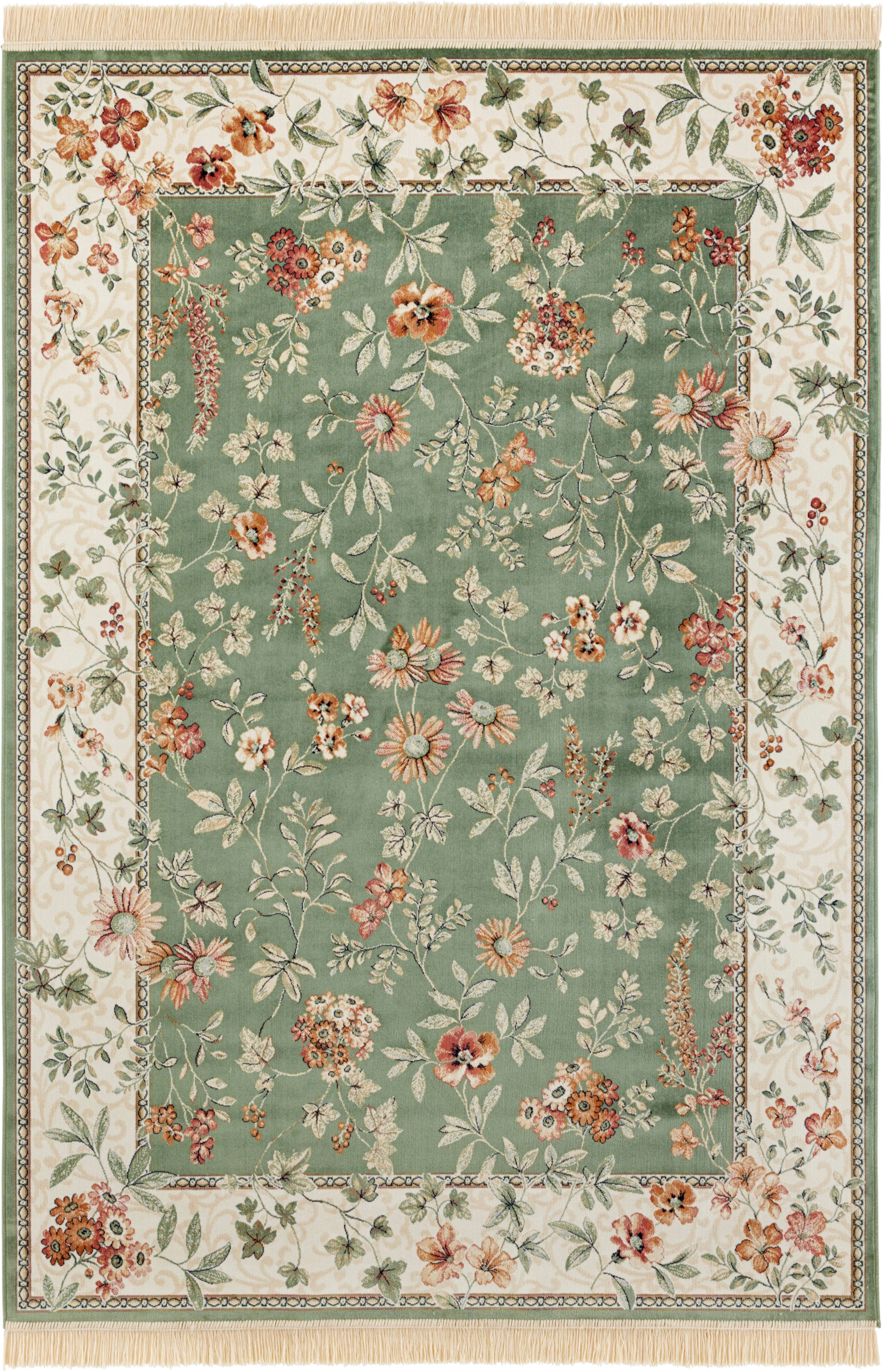 Teppich Orient Flowers, NOURISTAN, rechteckig, Höhe: 5 mm, Orientalisch mit Fransen, Orient, Wohnzimmer, Schlafzimmer, Esszimmer