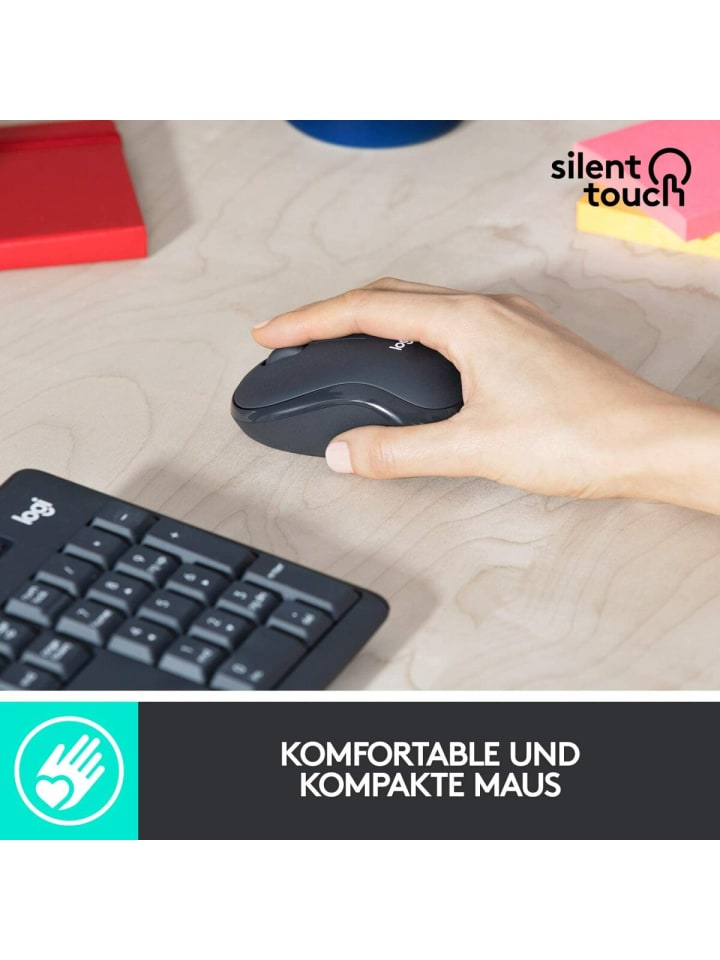 Logitech Kabelloses Tastatur-Maus-Set mit SilentTouch-Technologie, in Schwarz günstig kaufen onesize