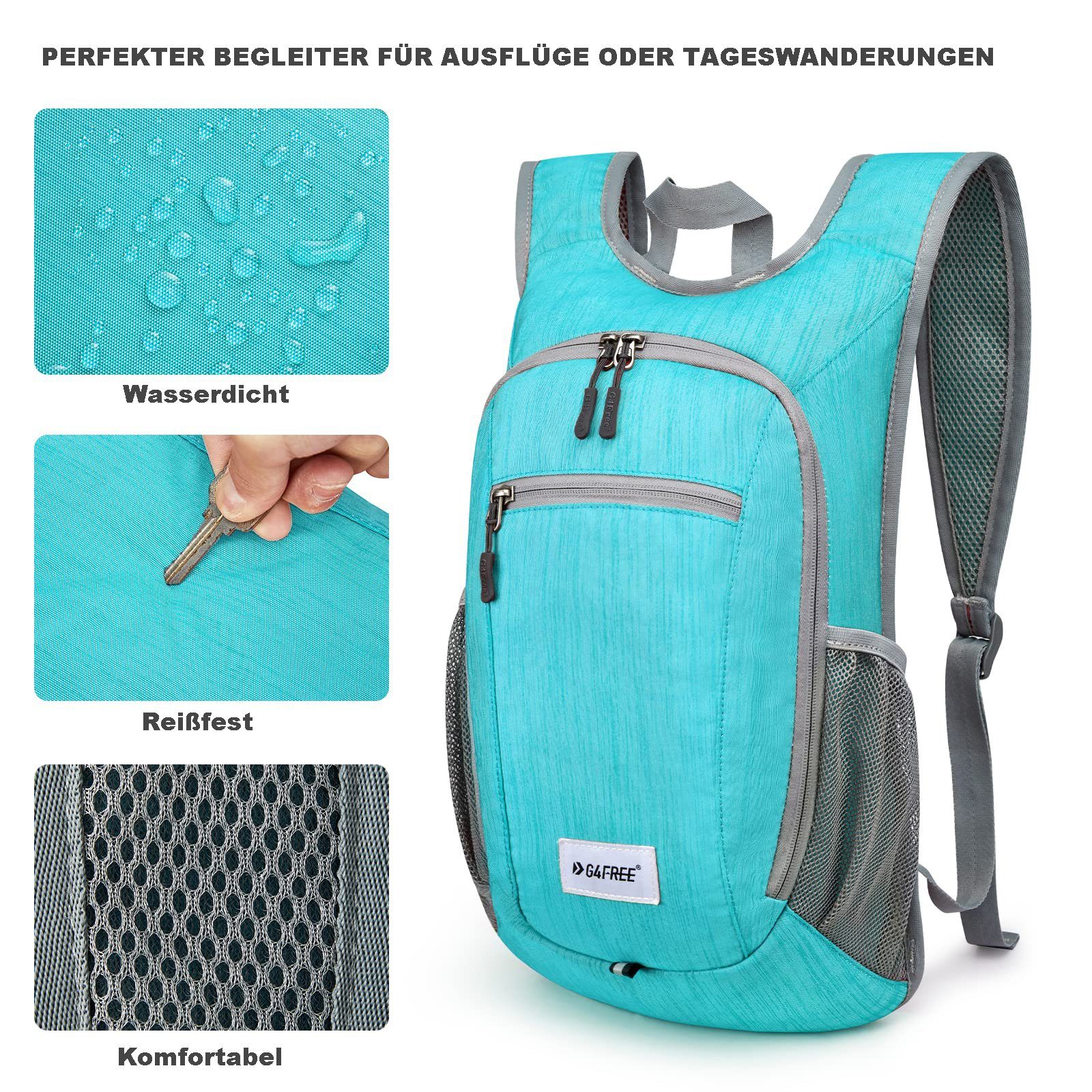 G4Free Wanderrucksack, 15L Kleine Reise Outdoor Faltbare Umhängetasche