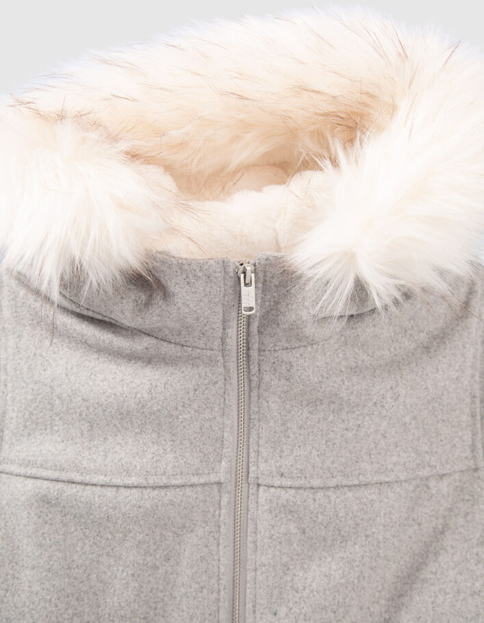 Manteau gris fourré esprit caban fille