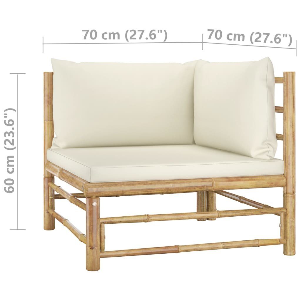 vidaXL Loungesofa 2-tlg. Garten-Lounge-Set mit Kissen Cremeweiß Bambus, 1 Teile