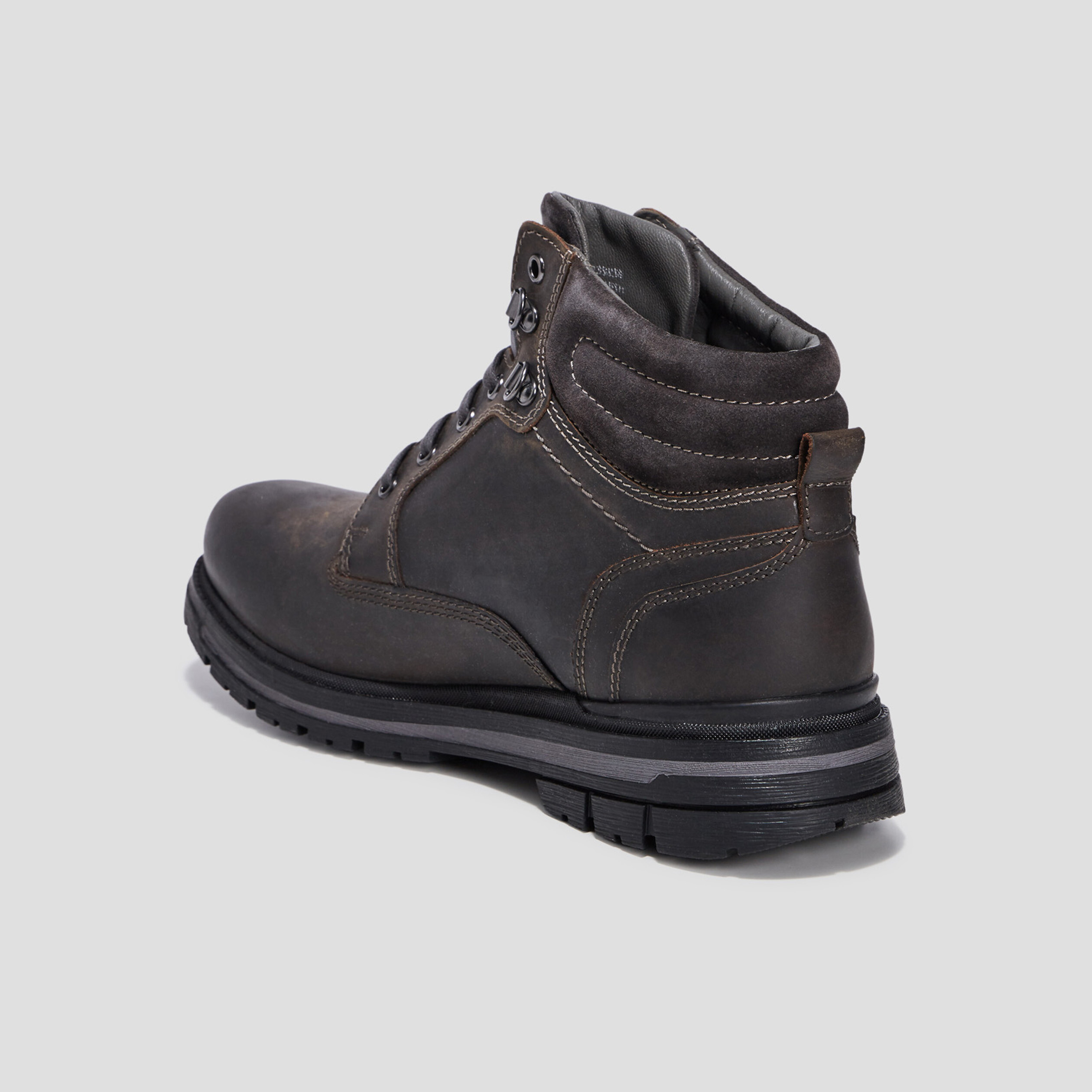 Bottines à lacets en cuir gris homme | La Halle