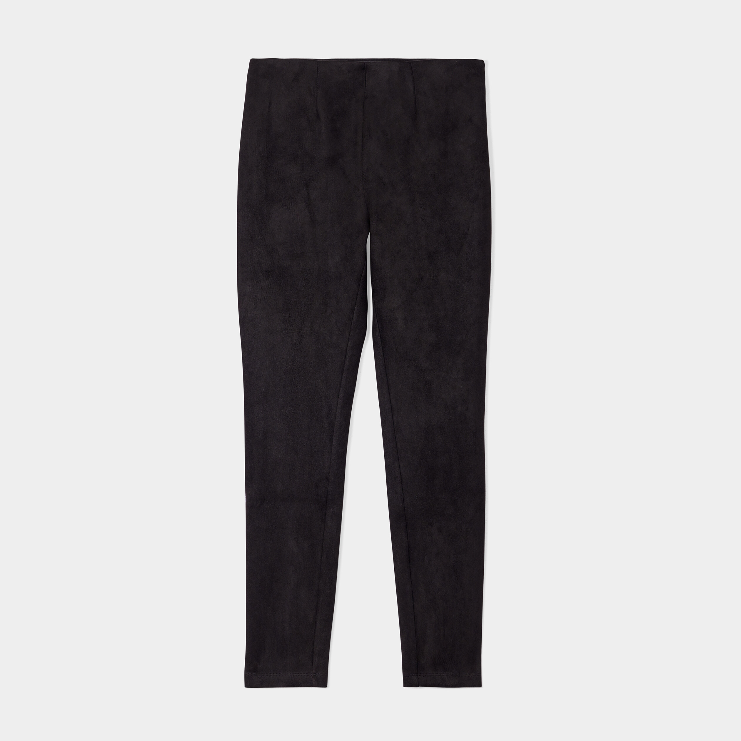 Pantalon suédine slim taille élastiquée noir femme | La Halle