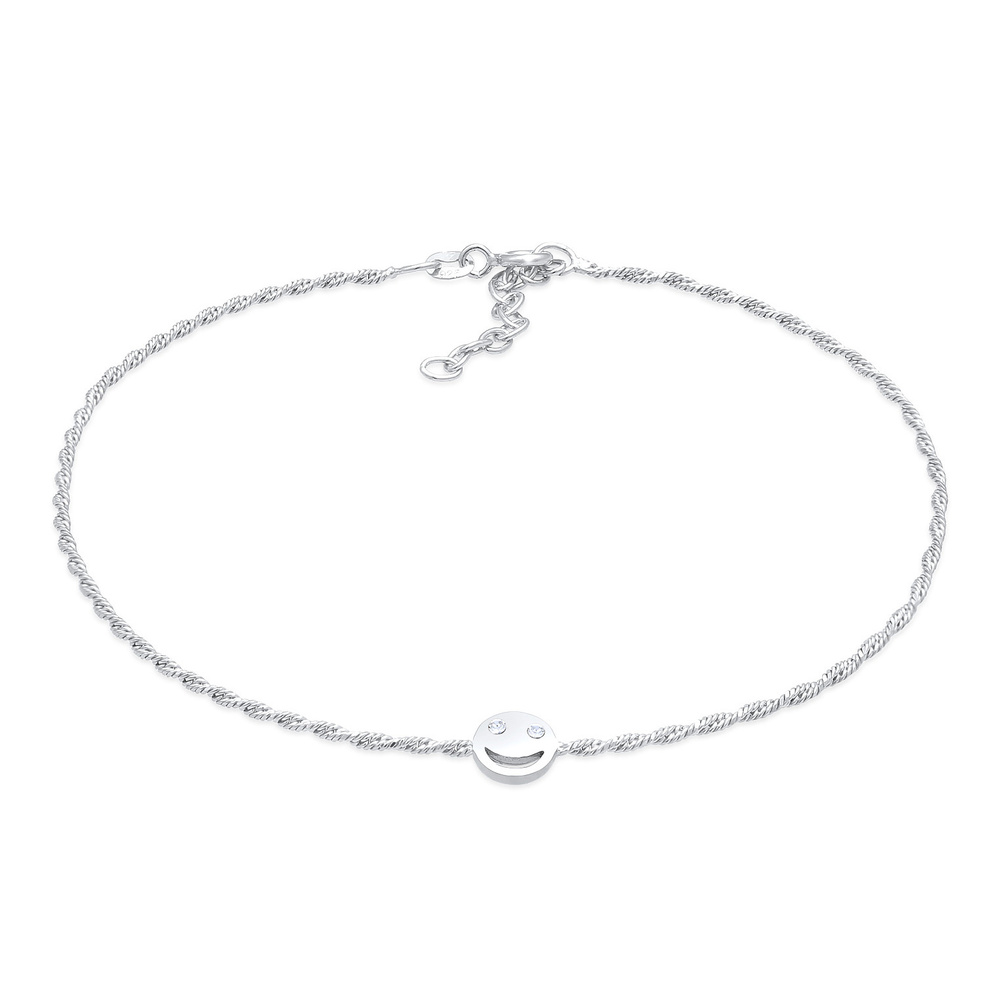 Elli Elli Bracelet de Cheville Femmes bracelet de cheville Smile Emoji pendentif Emoji Bijoux
