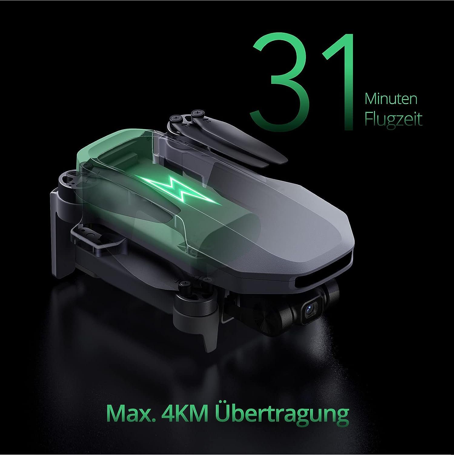 Potensic Drohne (4K@30fps; 2.7K@30fps; 1080P@60/30fps, mit 4K EIS Kamera, Bürstenloser Motor, Max.16m/s, Follow-Me/Rückkehr)