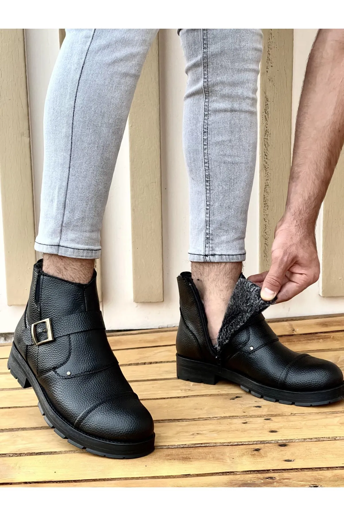 MUGGO  M1001 wasser- und kältebeständig, pelzig, garantiert, Unisex-Winterstiefel mit Reißverschluss, robuste Gummisohle