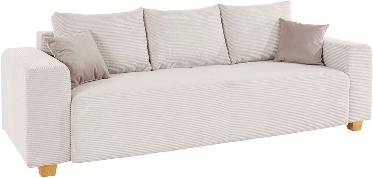 COLLECTION AB Schlafsofa Yves, mit Bettkasten und Bettfunktion, 2 Zierkissen inklusive, in Cord