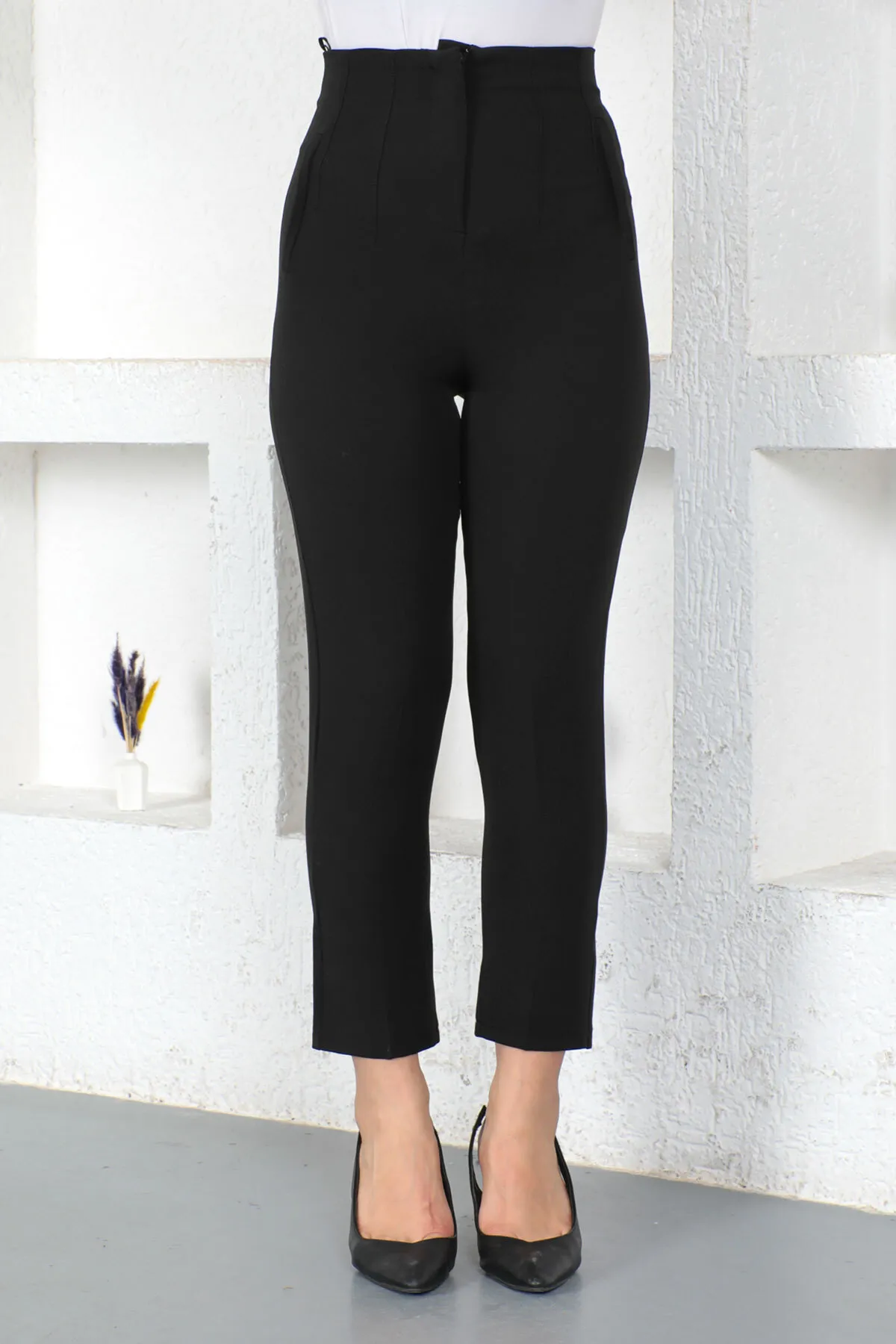 Tesettür Dünyası  Patch-detaillierte Hose TSD230422 Schwarz