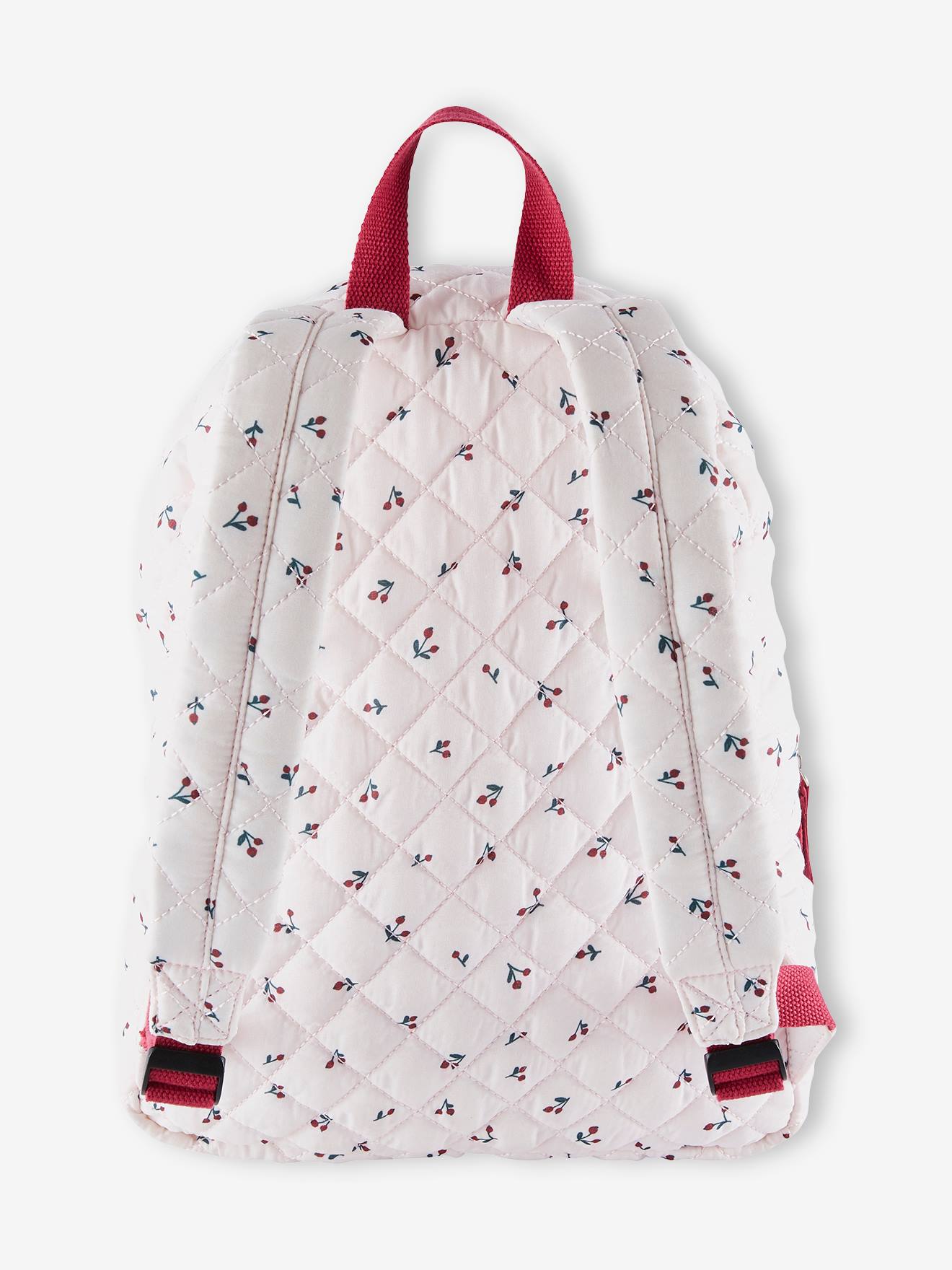 Vertbaudet Mädchen Schulrucksack, Kirschen - rosa bedruckt