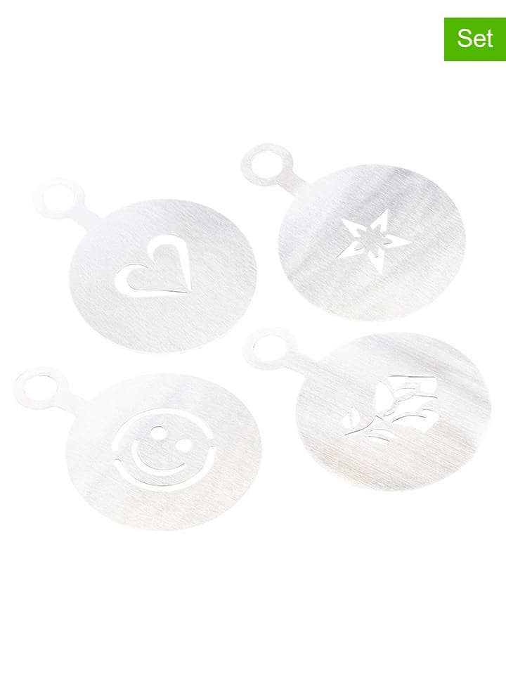 Chefware 4er-Set: Kaffee-Dekorationsvorlagen in Silber - Ø 8,5 cm günstig kaufen onesize