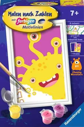CreArt Gelbes Monster - Malen nach Zahlen für Kinder ab 7 Jahren